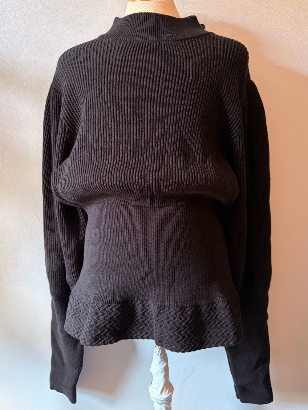Stylish Black Ribbed Cowl Sweater